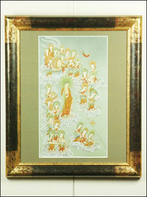 12823-仏教仏画「阿弥陀来迎図」