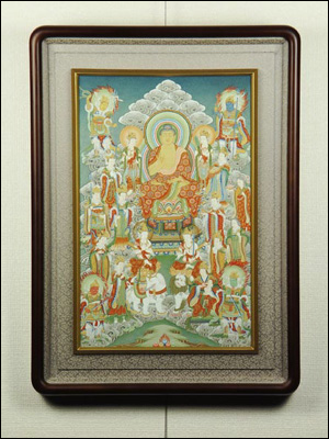 12977-仏教仏画「釈迦三尊十羅刹女」