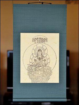 20326-手摺り木版仏画「掛け軸 虚空蔵菩薩」