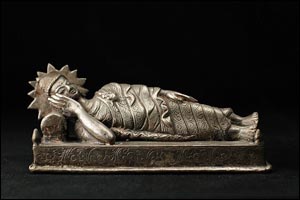 41036-仏教仏像「釈迦涅槃像(銀色)」