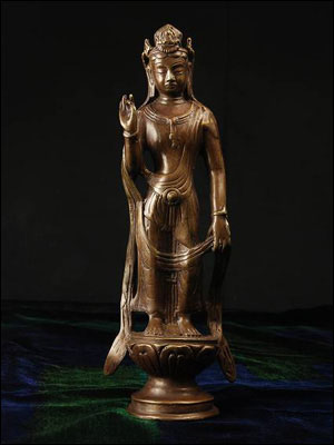 45660B-仏教仏像「観音菩薩(銅色)」