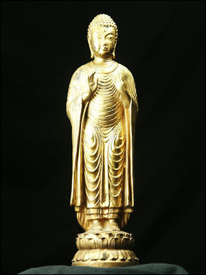 47220-仏教仏像「釈迦如来立像(古色)」