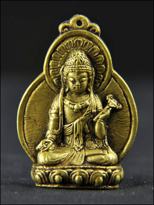 47091-極小仏像「普賢菩薩(浮き彫り・金銅仏)」