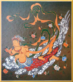84008-仏画色紙「飛天」