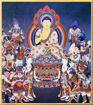 84019-仏画色紙「薬師如来十二神将」