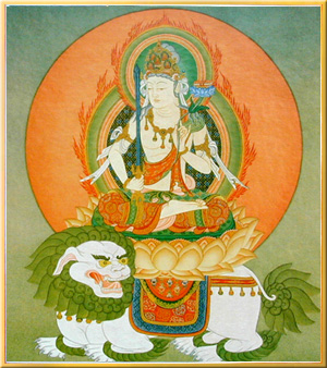 84020-仏画色紙「文殊菩薩」