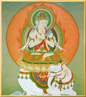 84021-仏画色紙「普賢菩薩」