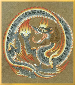 84029-仏画色紙「東方神青龍」