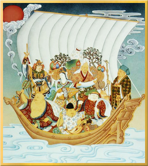 84034-仏画色紙「七福神」